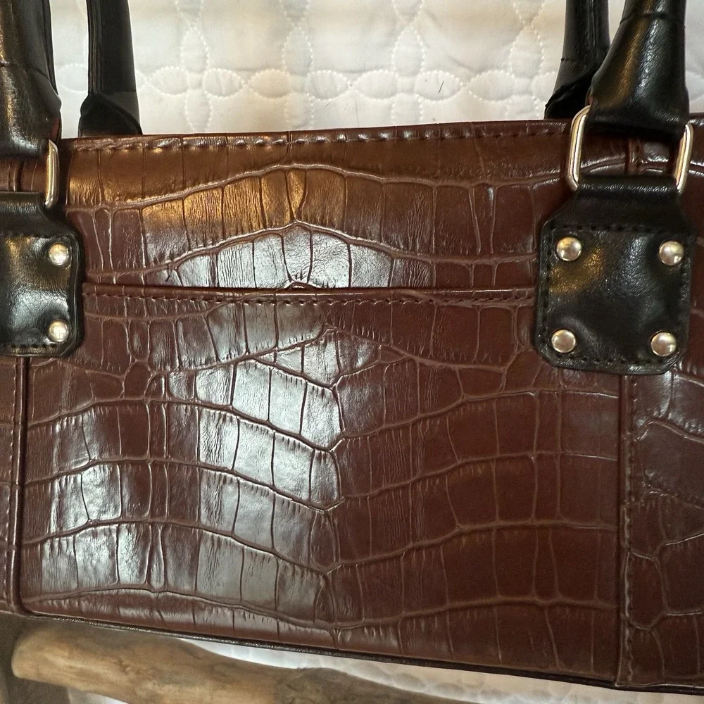 BRIGHTON ALLIGATOR EMBOSSED SATCHEL HANDBAG Embellishment Western Chic - Picture 10 of 16